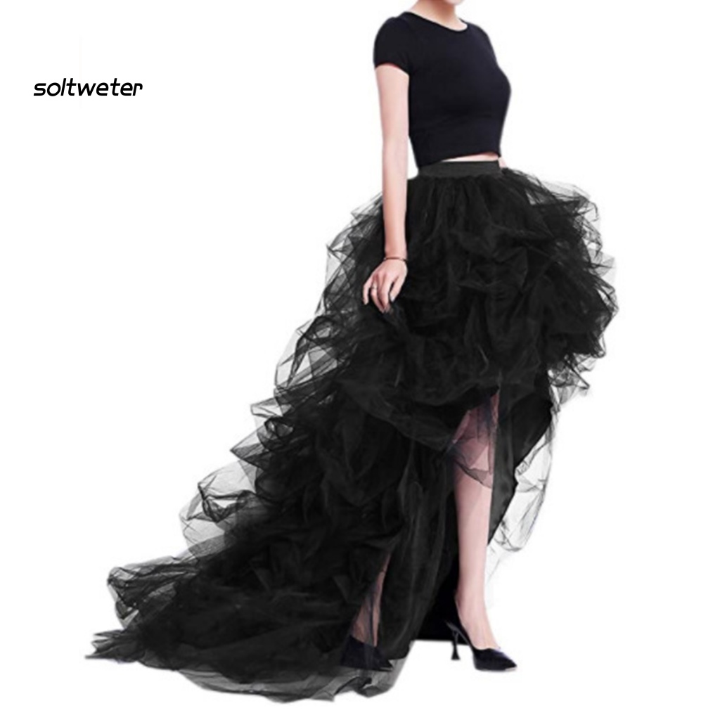 Chân Váy Tulle Lưng Cao Co Giãn Màu Sắc Trơn Dành Cho Nữ