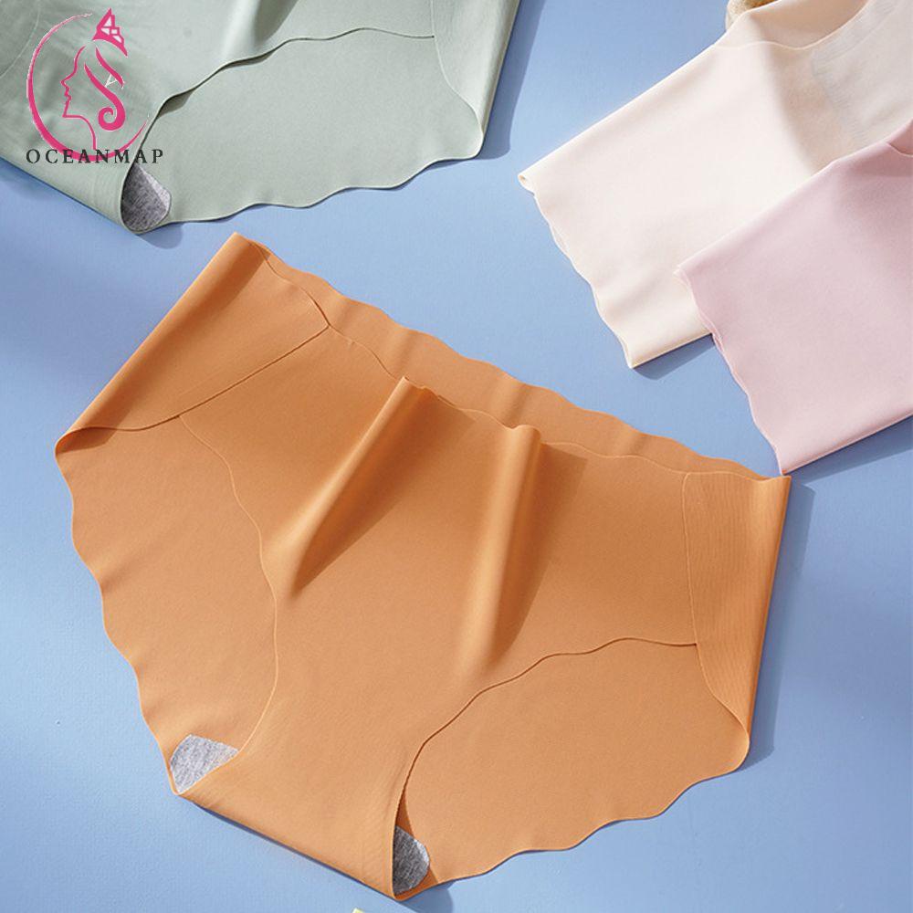OCEANMAP Quần Lót Cotton Lụa Mềm Không Đường May Lưng Vừa Quyến Rũ Cho Nữ
