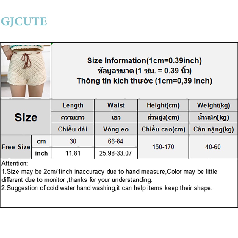 Gjocute Quần Short Dây Rút An Toàn Đi Biển Phối Ren Hoa Khoét Rỗng Kiểu Bohemia Giản Dị WTD