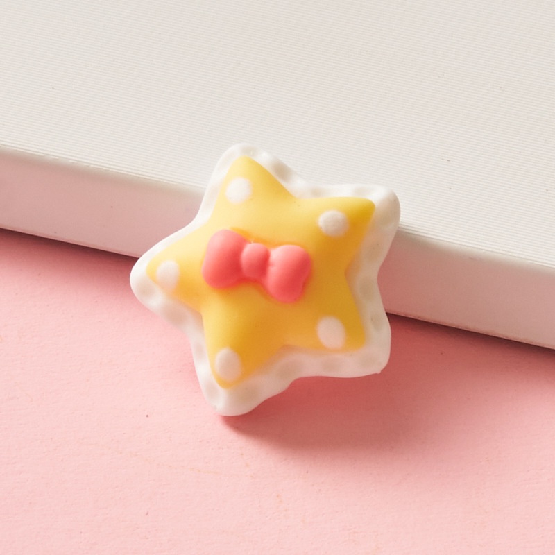 Set 10 Kẹp Tóc Hình Ngôi Sao / Nơ / Ngôi Sao Bằng Nhựa Resin DIY Cho Điện