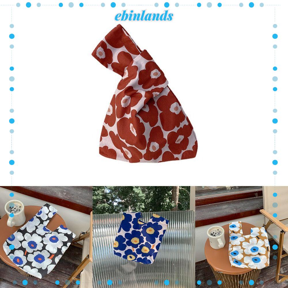 EBINLANDS Túi Xách Mua Sắm Mini Có Thể Tái Sử Dụng Họa Tiết Hoa Phong Cách Mới