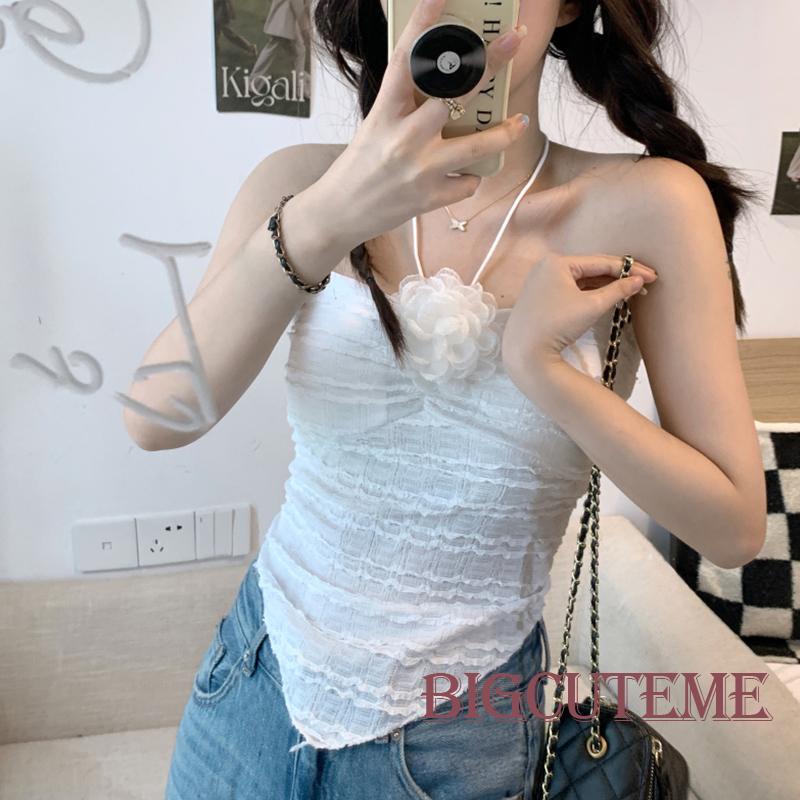 Áo Hai Dây Mùa Hè Buộc Dây Họa Tiết Hoa Cho Nữ