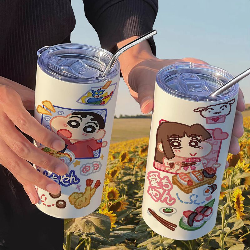 Ly Giữ Nhiệt In Hình Cậu Bé Bút Chì Shin-Chan Nini Kèm Ống Hút Tiện Dụng