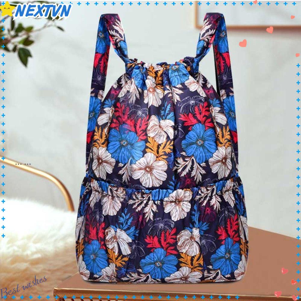 NEXTVN Balo Dây Rút Siêu Nhẹ In Họa Tiết Hoa Dung Tích Lớn Thời Trang Cho Nữ