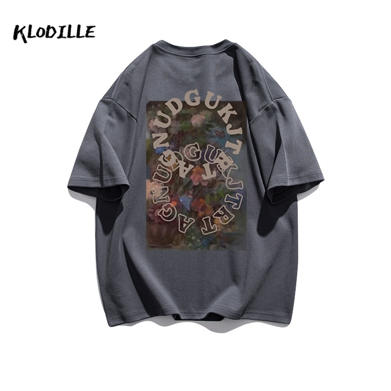 KLODILLE Áo Thun 100% Cotton Tay Ngắn Dáng Rộng In Hoạ Tiết Đơn Giản Trẻ Trung Cho Nam Giới Local Brand