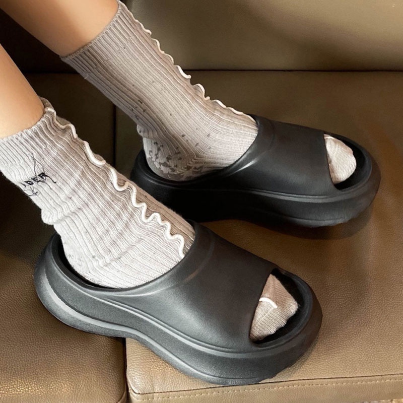 Muchao Dép Sandal Đế Bằng Dày Dặn Thắt Nơ Xinh Xắn Thời Trang Cho Nữ