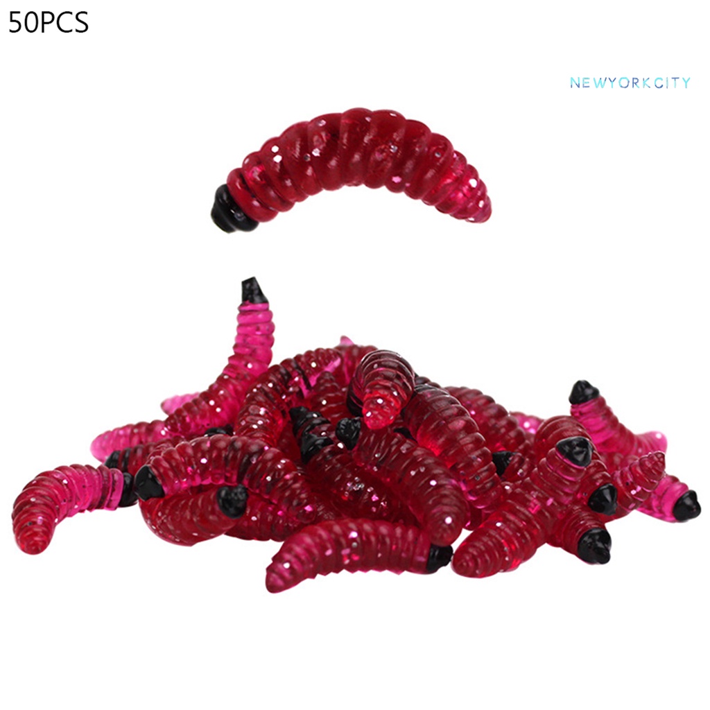 50 Mồi Giun Giả Câu Cá Bằng PVC Mềm Thân Thiện Với Môi Trường