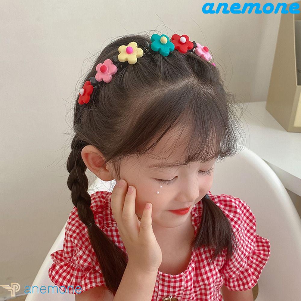 ANEMONE Băng Đô Bện Hoa Chống Trượt Kiểu Hàn Quốc Dễ Thương Cho Bé