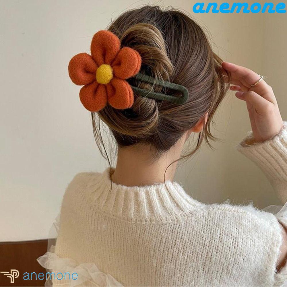 ANEMONE Kẹp Tóc Hình Cá Mập Đính Hoa Lớn Sáng Tạo Cho Nữ