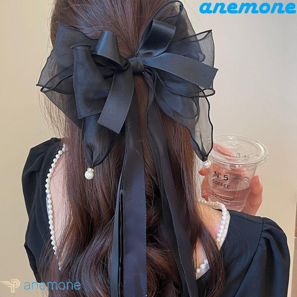 ANEMONE Kẹp Tóc Nơ Lưới Thời Trang Mùa Xuân Ngọt Ngào Cho Nữ