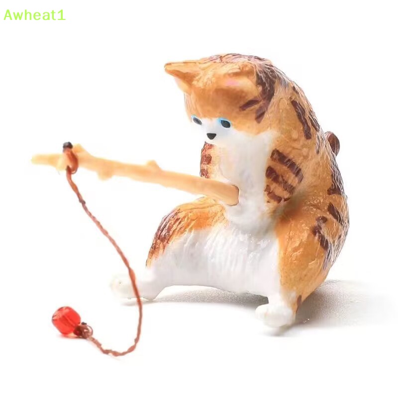 1 Tượng Mèo Câu Cá Mini Bằng Nhựa Resin Trang Trí Mới