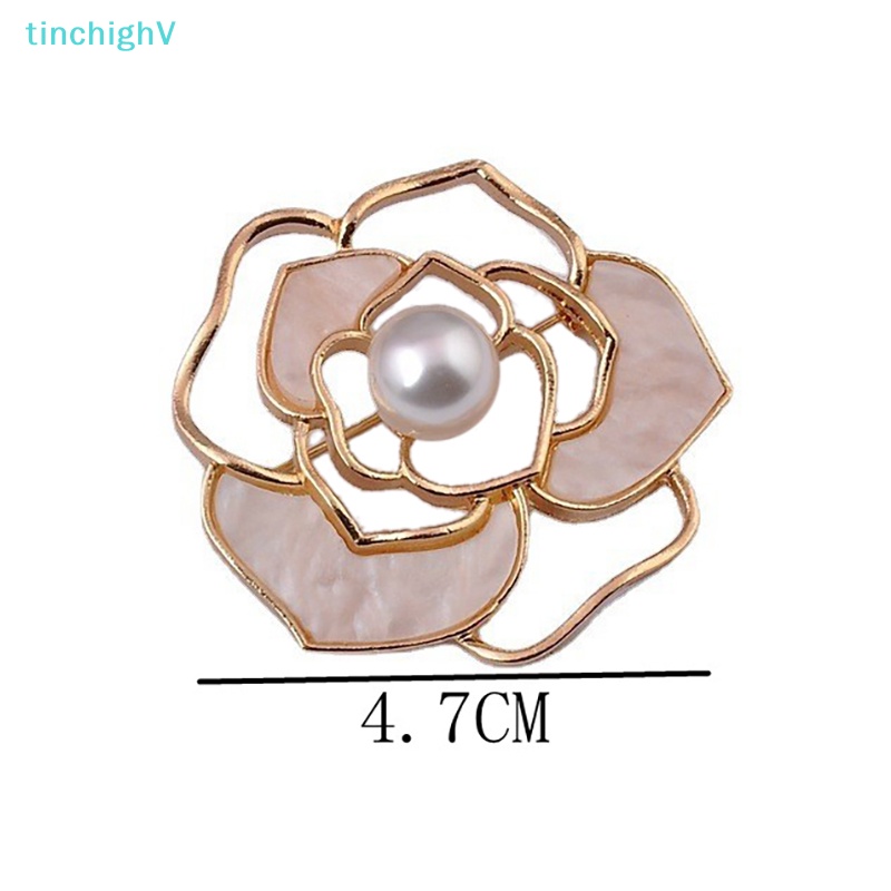 Ghim Cài Áo Hình Hoa Trà Đính Ngọc Trai Thời Trang Cho Nữ