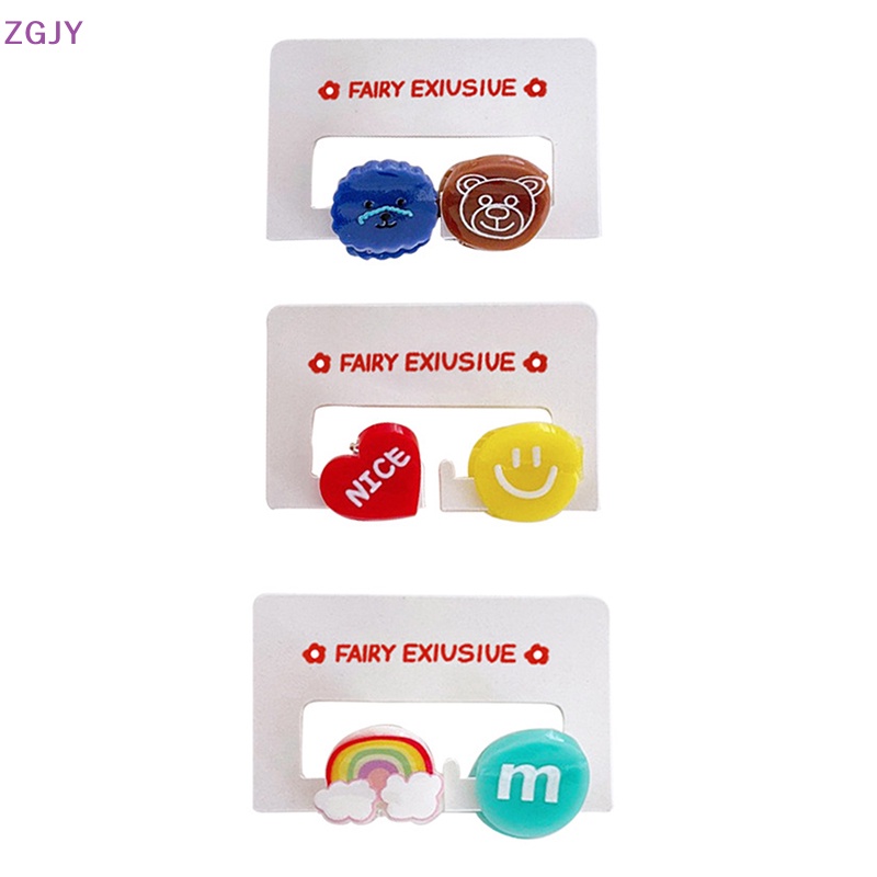 Bộ 2 Kẹp Tóc Mini Họa Tiết Trái Cherry / Động Vật / Hoa Quả Màu Kẹo Ngọt Thời Trang Cho Nữ Mới