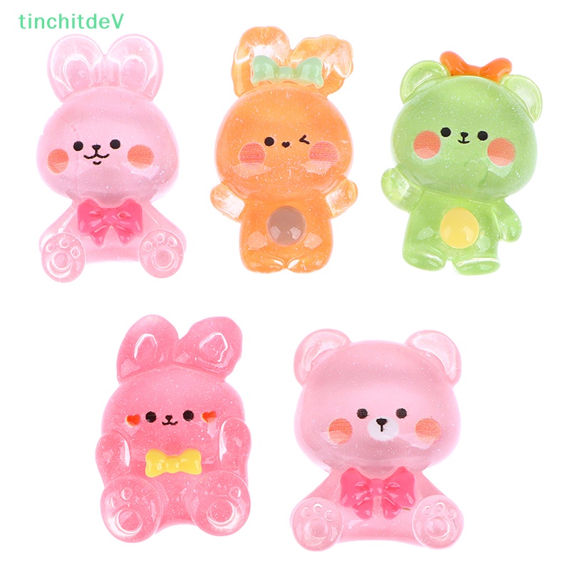 [TinchitdeV] Set 10 Thỏ Gấu Hoạt Hình Kawaii Bằng Nhựa Resin Thủ Công DIY Đa Ứng Dụng