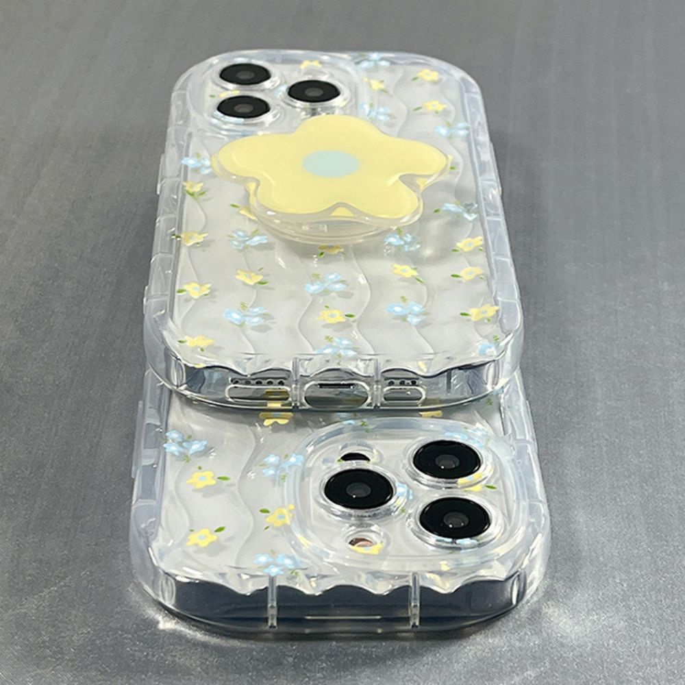 Ốp Điện Thoại TPU Mềm Chống Sốc Có Giá Đỡ Hình Hoa Cho IPhone 11 12 13 14 Pro Max