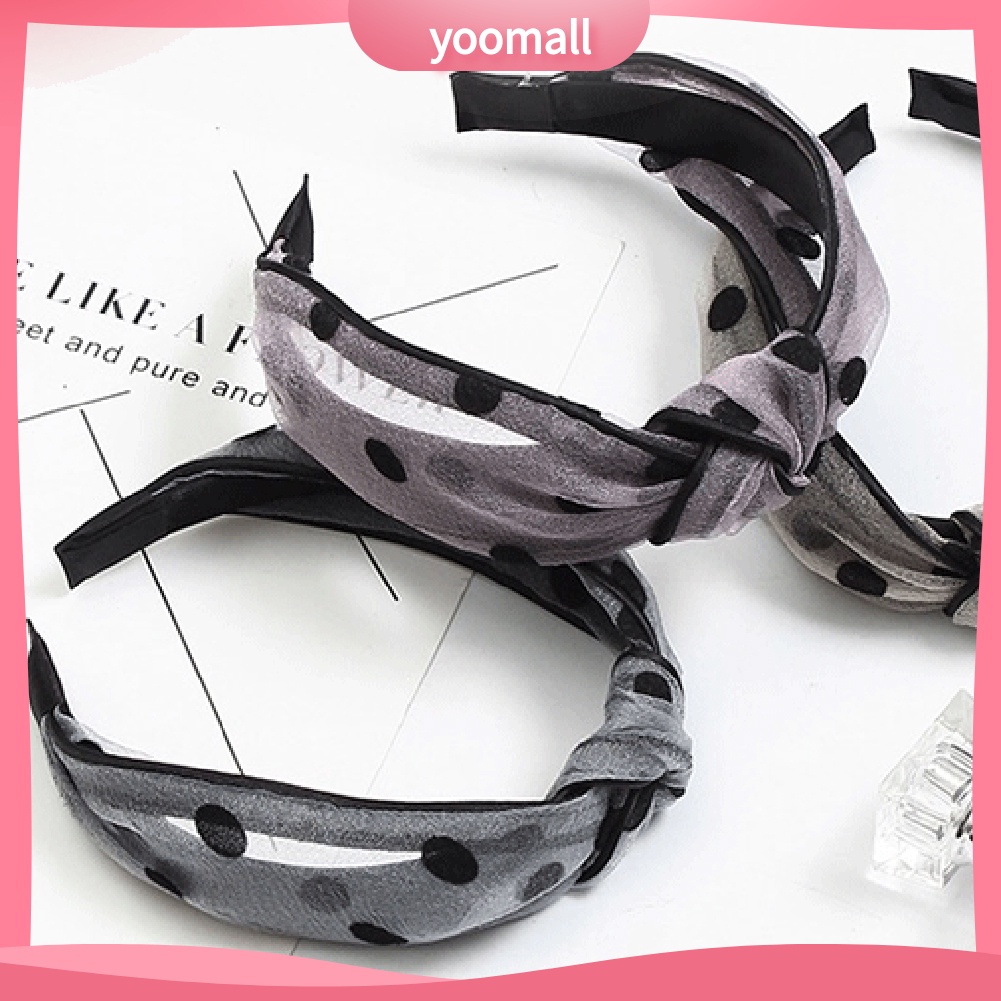 Băng Đô Cài Tóc Thắt Nút Họa Tiết Chấm Bi Phong Cách Vintage Cho Nữ