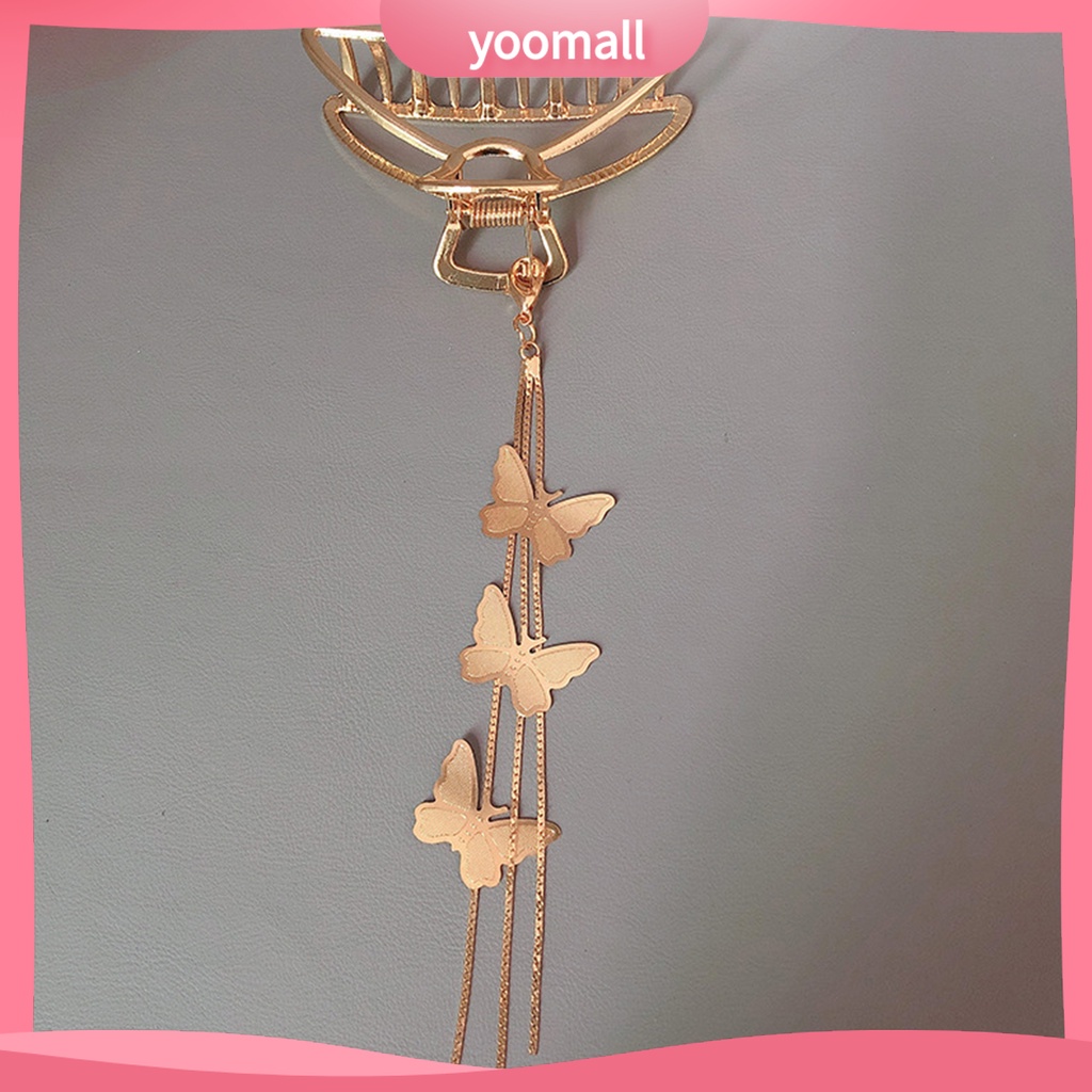 Kẹp Tóc Hình Bướm Rỗng Mạ Vàng Phối Tua Rua Xinh Xắn Cho Nữ