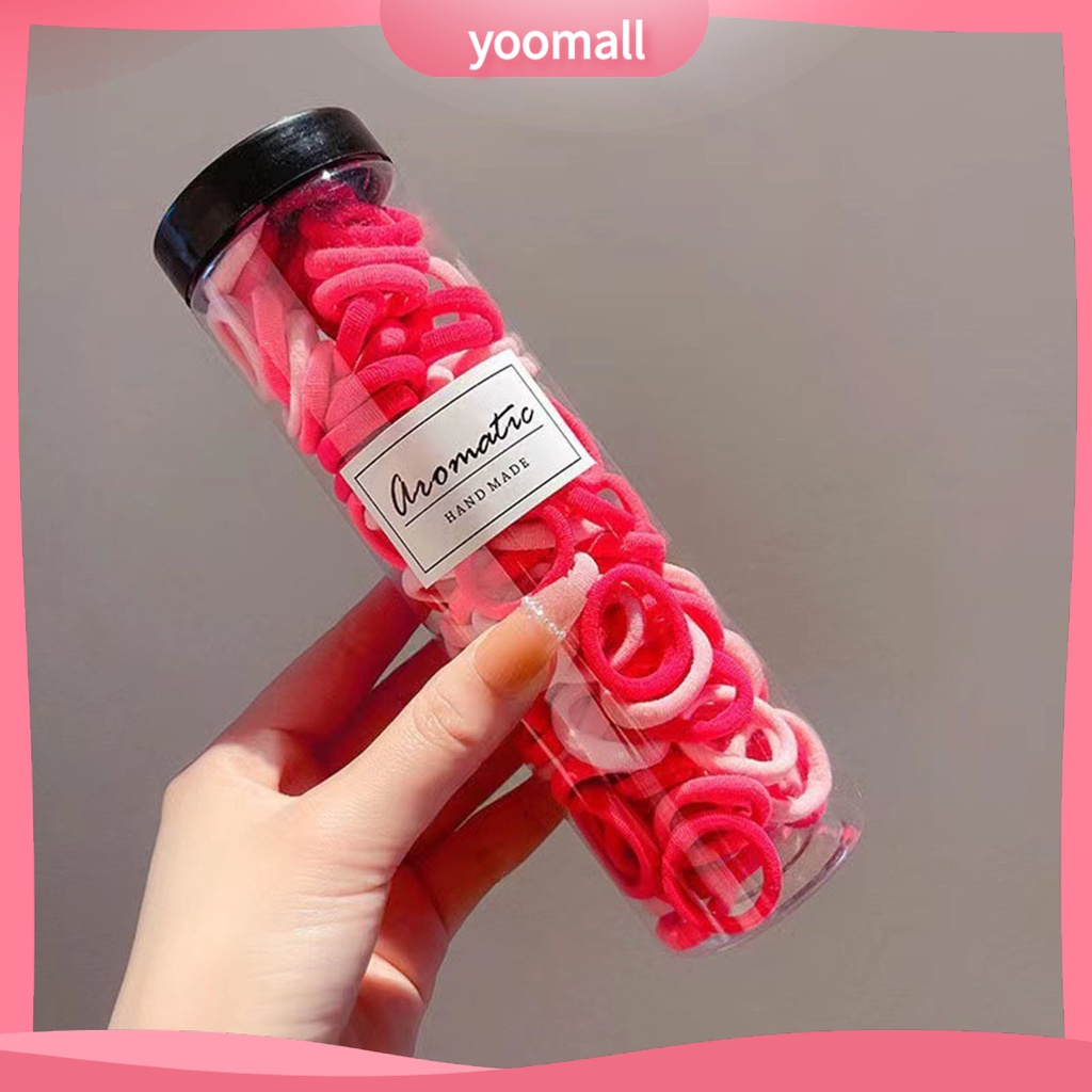 Set 100 Dây Buộc Tóc Co Giãn Chống Rơi Màu Kẹo Xinh Xắn Cho Bé Gái