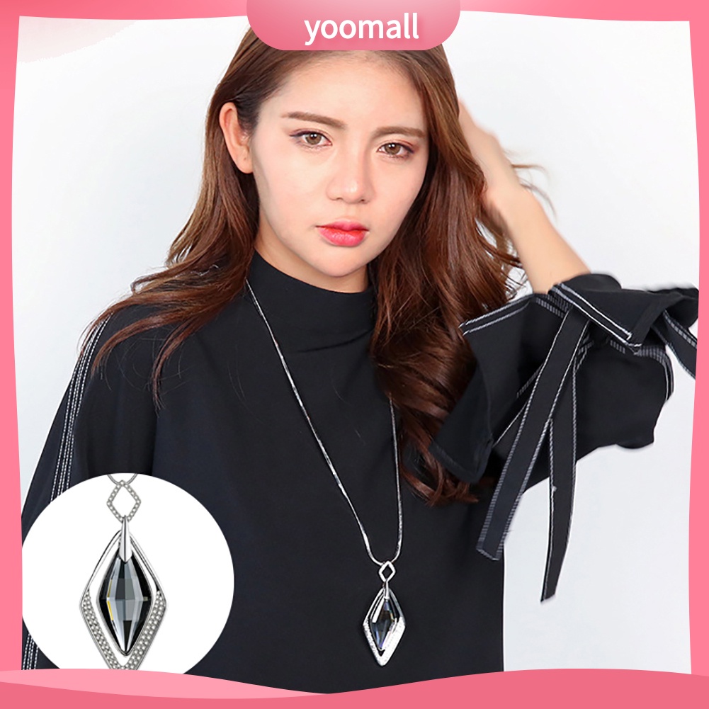 Vòng cổ Mặt Hình Thoi Đính Đá Quý Nhân Tạo Thời Trang Dành Cho Nữ