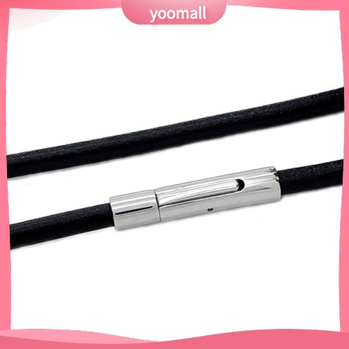 Vòng cổ Giả Da Mặt Ổ Khóa Tròn Bằng Thép Không Gỉ Thời Trang Cho Nam