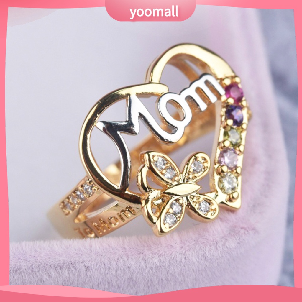 Nhẫn Kim Loại Hình Trái Tim Đính Đá Cho Ngày Của Mẹ