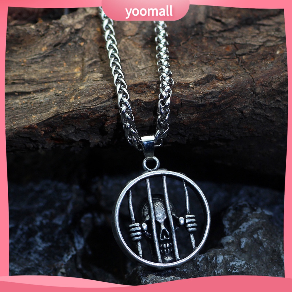 Vòng cổ Bằng Thép Không Gỉ Mặt Đầu Lâu Màu Sắc Trơn Phong Cách Hip Hop Cho Nam