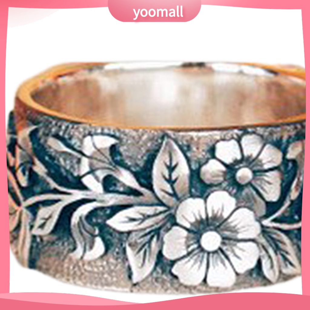 Nhẫn Hợp Kim Bản Rộng Họa Tiết Hoa / Chim Màu Sắc Cổ Điển Phong Cách Hip Hop Cho Nam Và Nữ