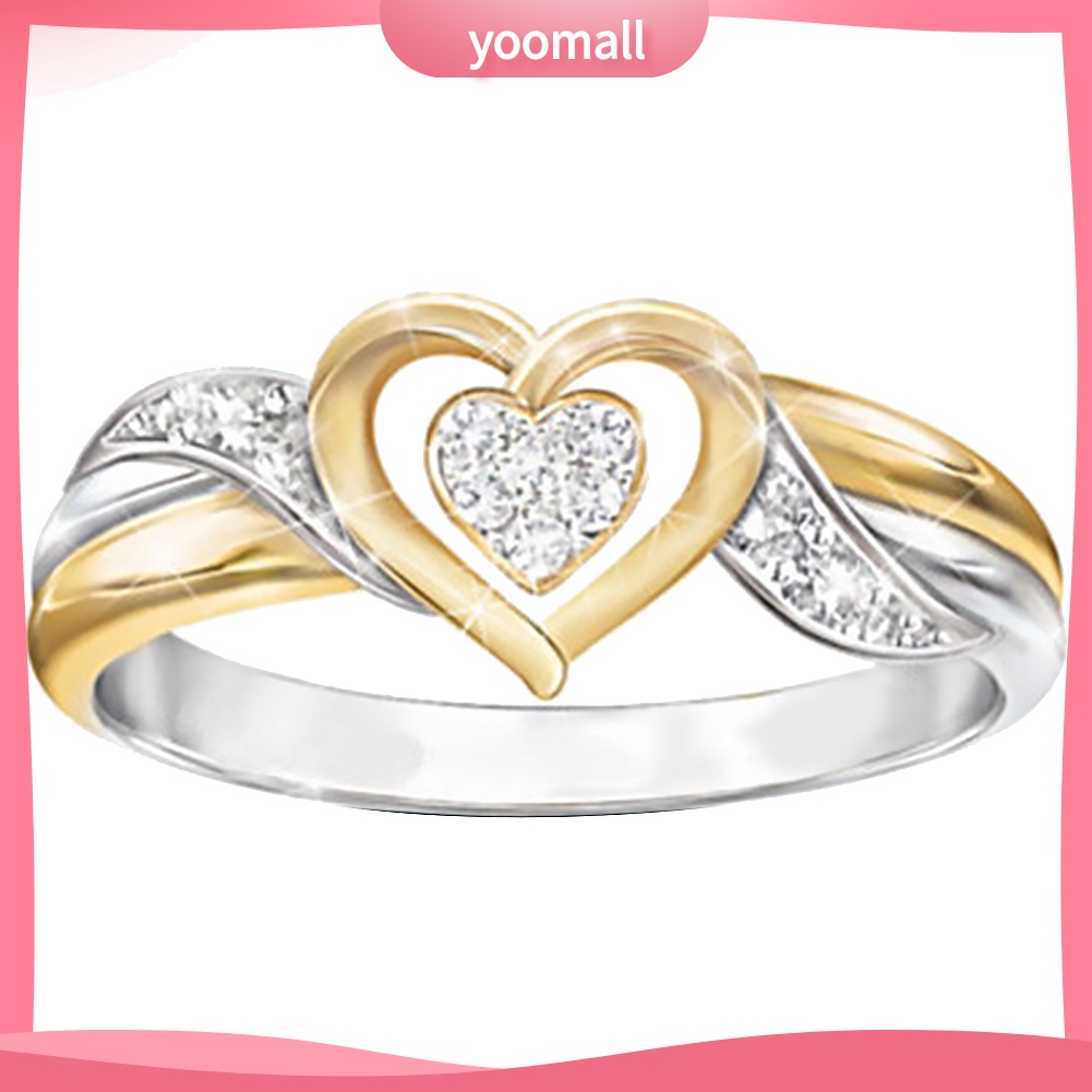 Nhẫn Đính Hôn Đính Đá Hình Trái Tim Lấp Lánh Dành Cho Nữ
