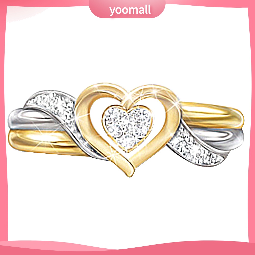 Nhẫn Đính Hôn Đính Đá Hình Trái Tim Lấp Lánh Dành Cho Nữ