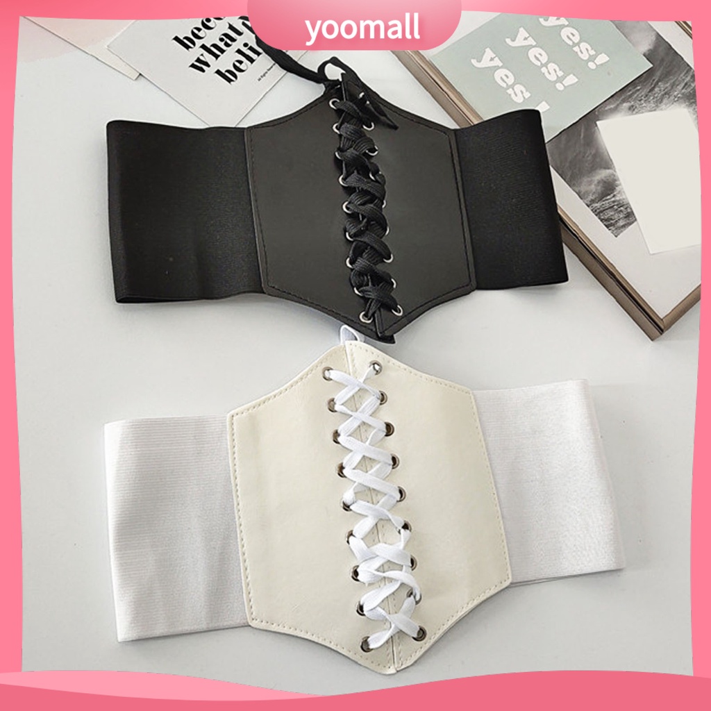 [YM] Thắt Lưng Giả Da Bản Rộng Co Giãn Định Hình Cơ Thể Mặc Hàng Ngày