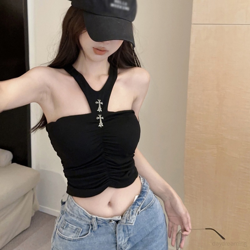 Áo Croptop Sát Nách Phong Cách Mỹ Ngọt Ngào Thời Trang Mùa Hè Cho Nữ
