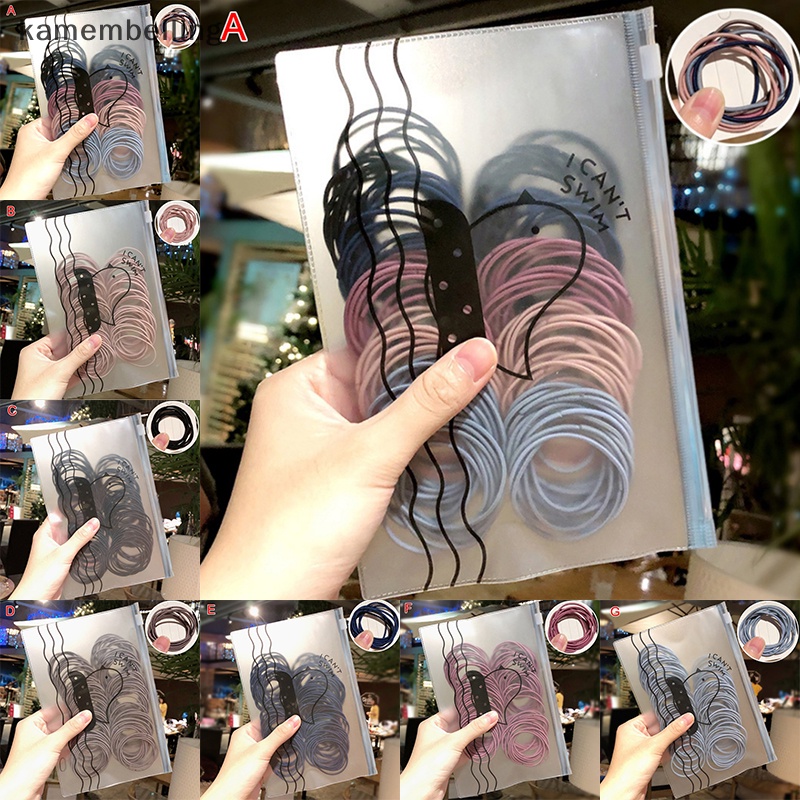 Set 50 Dây Thun Cột Tóc Co Giãn Nhiều Màu Sắc Dễ Thương Cho Nữ