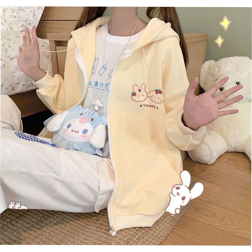 Áo Khoác Hoodie Mỏng Dáng Rộng Phối Khóa Kéo Thời Trang Xuân Thu Hàn Quốc Mới