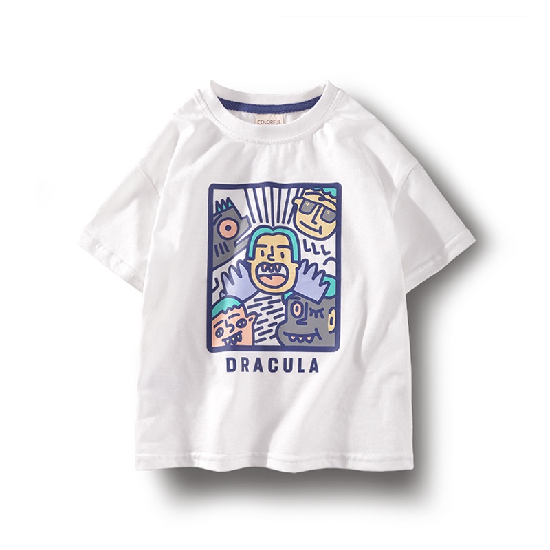 Áo Thun Cotton Trung Tính Dáng Rộng Tay Ngắn Mùa Hè 2023 Mới Cho Bé Trai