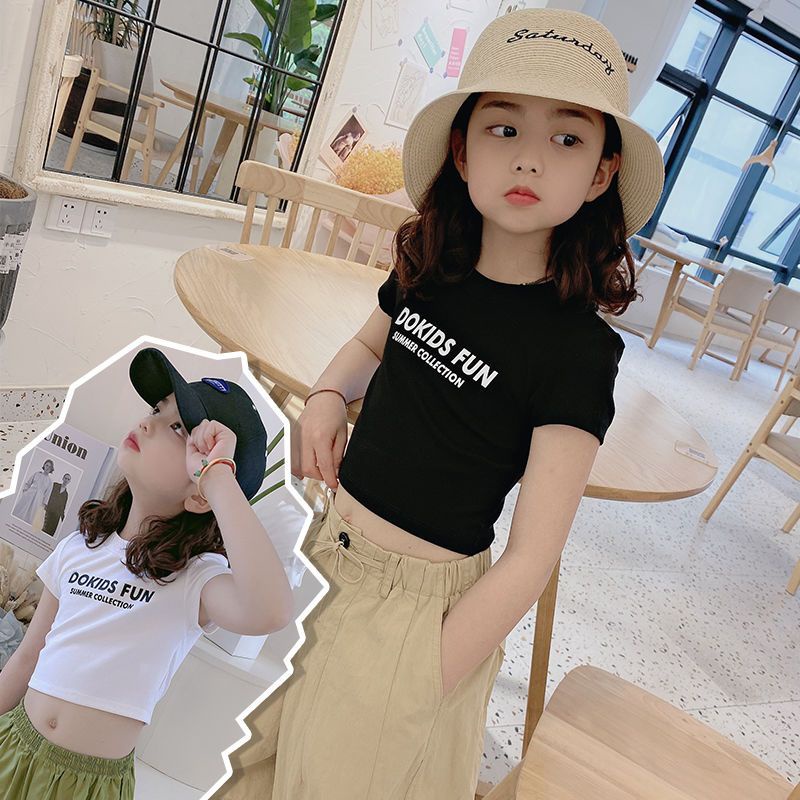 Áo Thun Ngắn Tay In Chữ Thời Trang Cho Bé Gái