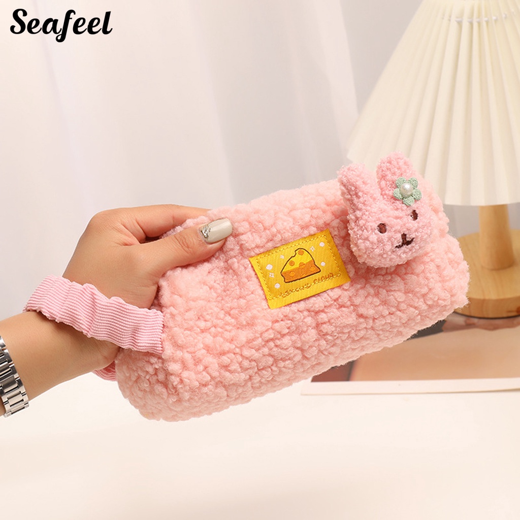 Túi Đựng Bút Chì Sức Chứa Lớn Có Tay Cầm Họa Tiết Thỏ Hoạt Hình