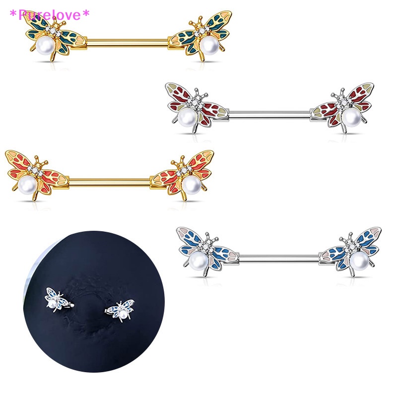 Khuyên Rốn Hình Bướm Đính Ngọc Trai Nhiều Màu Dễ Thương Mới