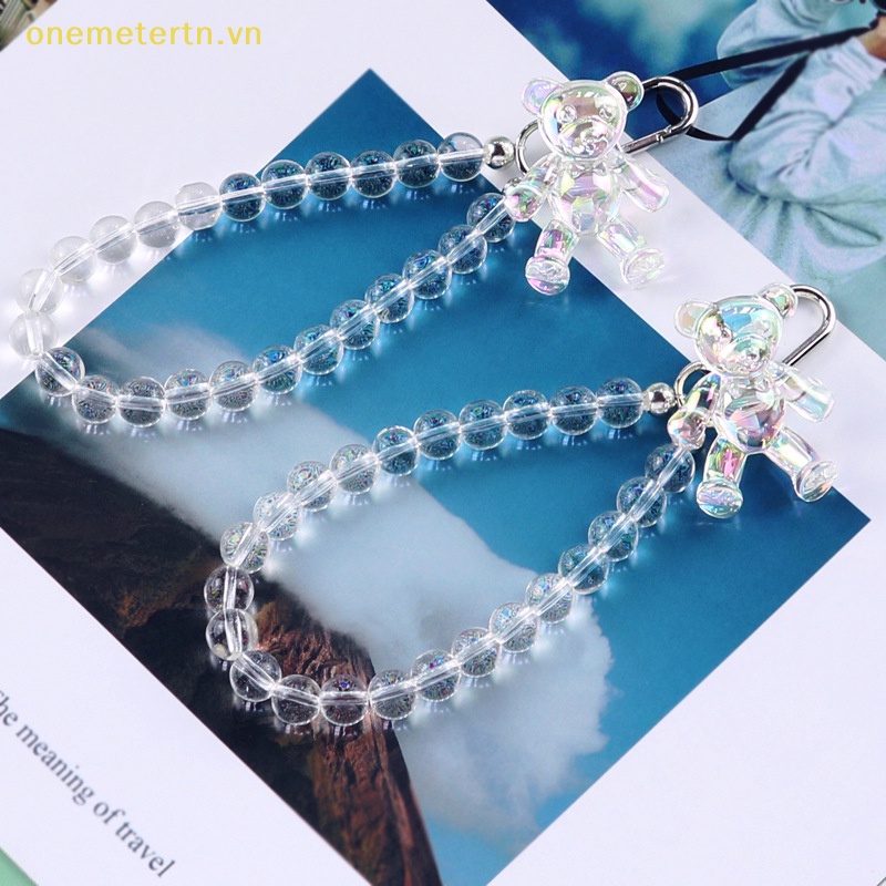 Onemetertn Móc Khóa Hình Gấu Ngồi Bằng Kim Loại Pha Lê Laser Dễ Thương