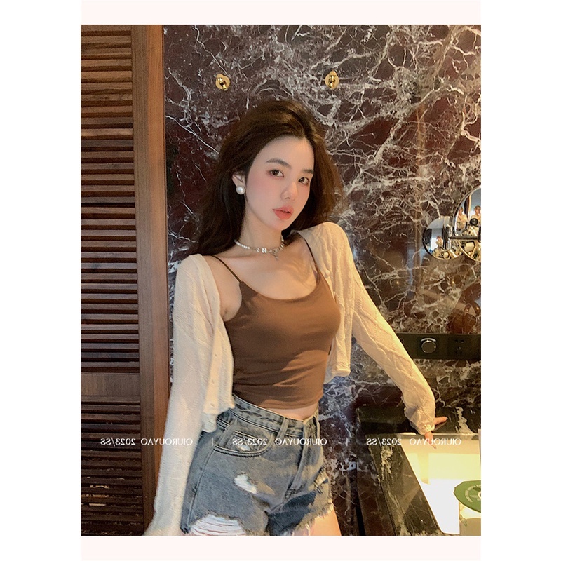 Suxi Áo Tank Top Không Tay Màu Trơn Gợi Cảm Thời Trang Mùa Hè Cho Nữ (Có Miếng Lót Ngực)