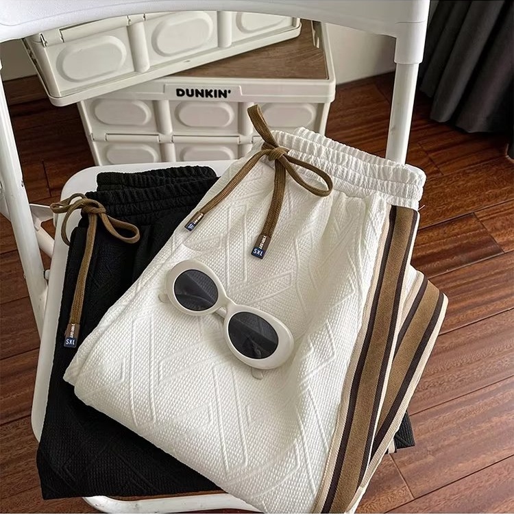 Quần Dài Thể Thao Lưng Cao Ống Rộng Họa Tiết Kẻ Sọc Thời Trang Mùa Thu Cho Nam Quần Jogger Nam Nỉ Nhung Tăm Mịn Chất Co Giãn Kết Hợp Phối Sọc