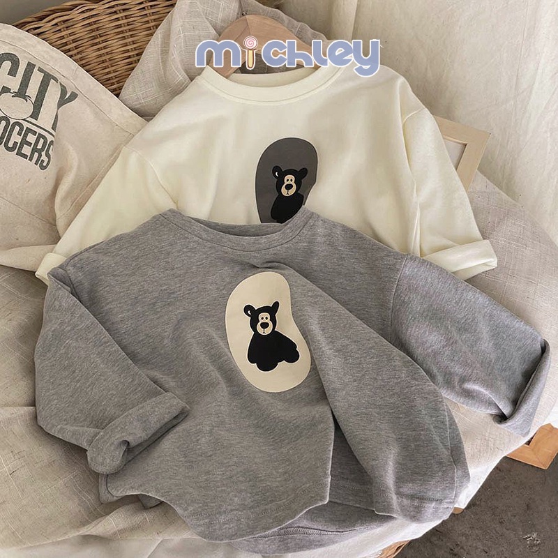 Áo Thun cotton Dài Tay In Họa Tiết Hoạt Hình Phong Cách Hàn Quốc Cho Bé