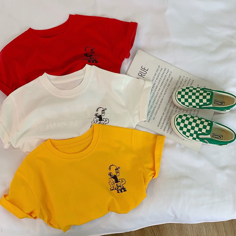 Áo Thun Cotton Tay Ngắn In Họa Tiết Hoạt Hình Thời Trang Mùa Hè 2023 Cho Bé