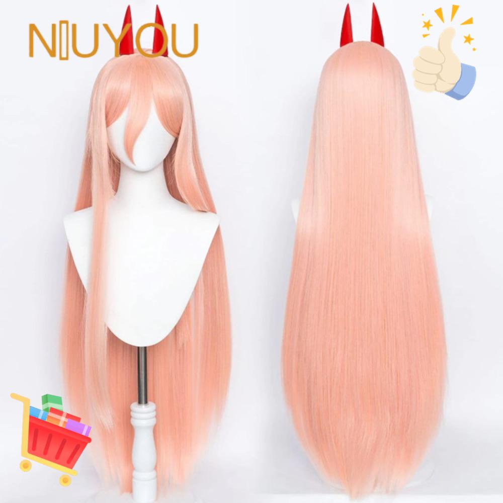 Bộ Tóc Giả Dài Sừng Màu Cam Bằng Sợi Tổng Hợp Cách Nhiệt Thời Trang