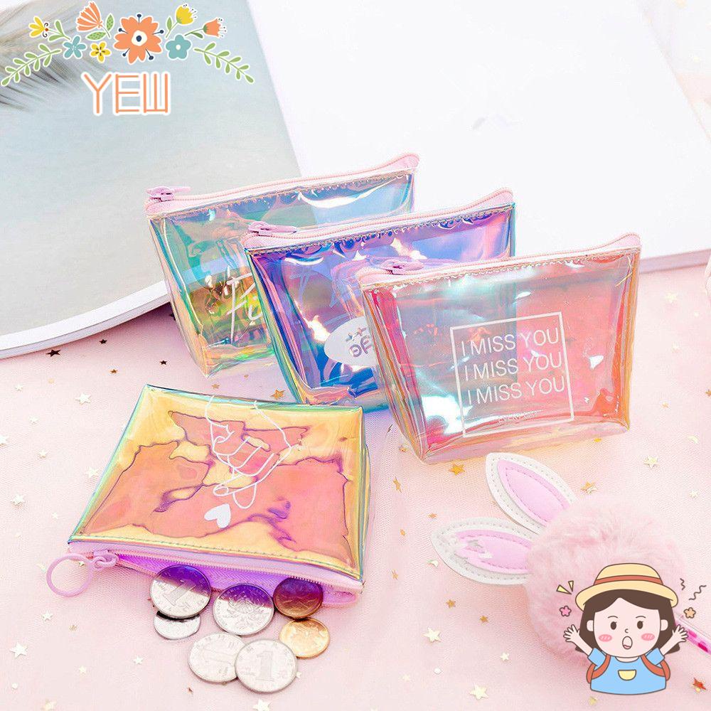 Ví Đựng Tiền Xu Mini Bằng PVC Trong Suốt Màu Laser Độc Đáo Thời Trang