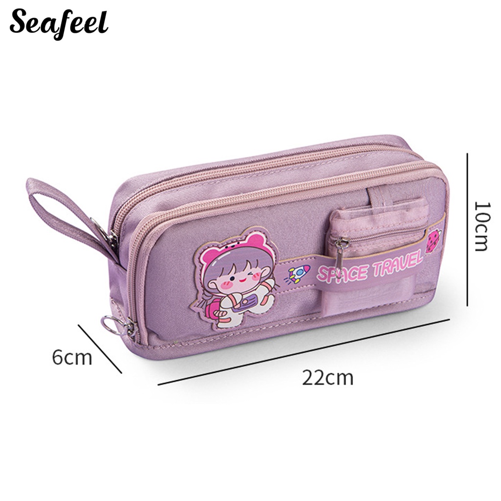 Túi Đựng Bút Đa Năng Có Khóa Kéo In Họa Tiết Dễ Thương Tiện Dụng Cho Trường Học / Văn Phòng