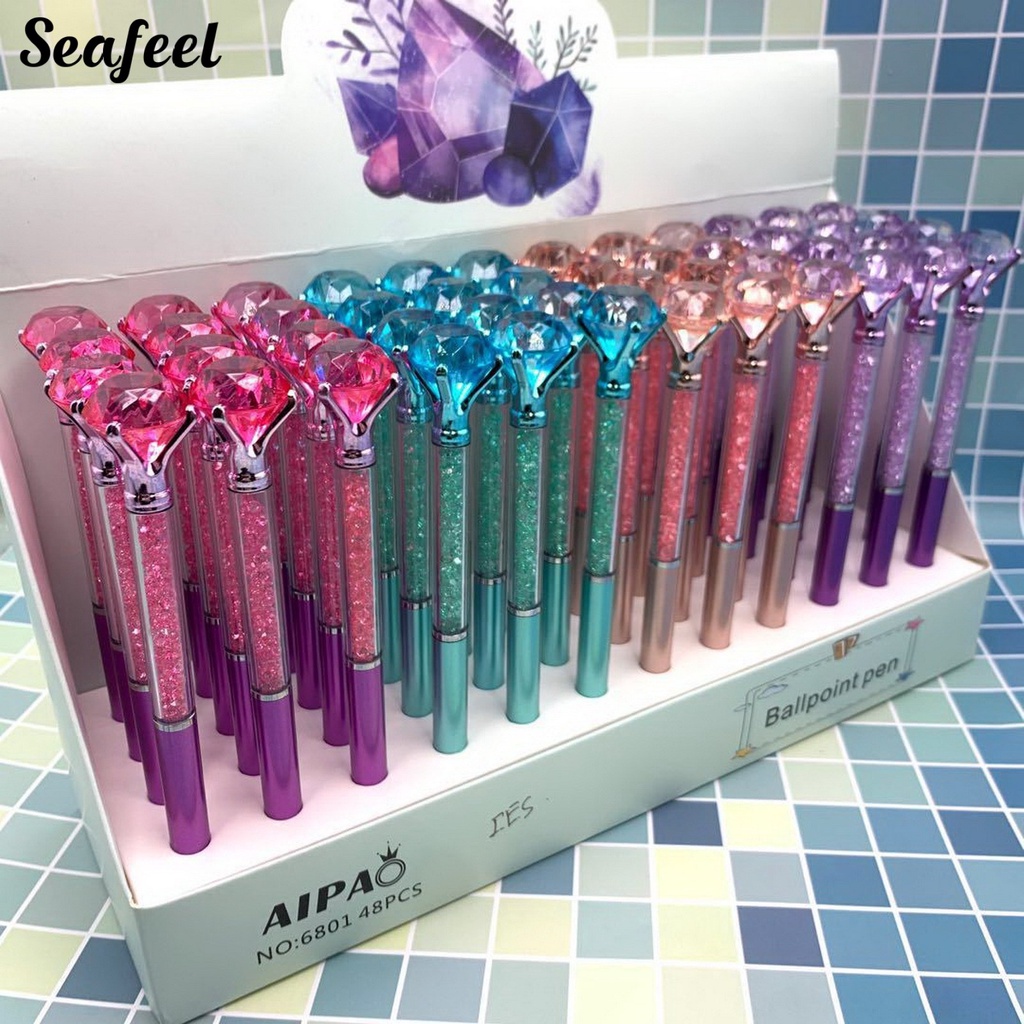 Bút Bi Pha Lê Giả Ngòi Kim Loại Khô Thoải Mái Sáng Tạo