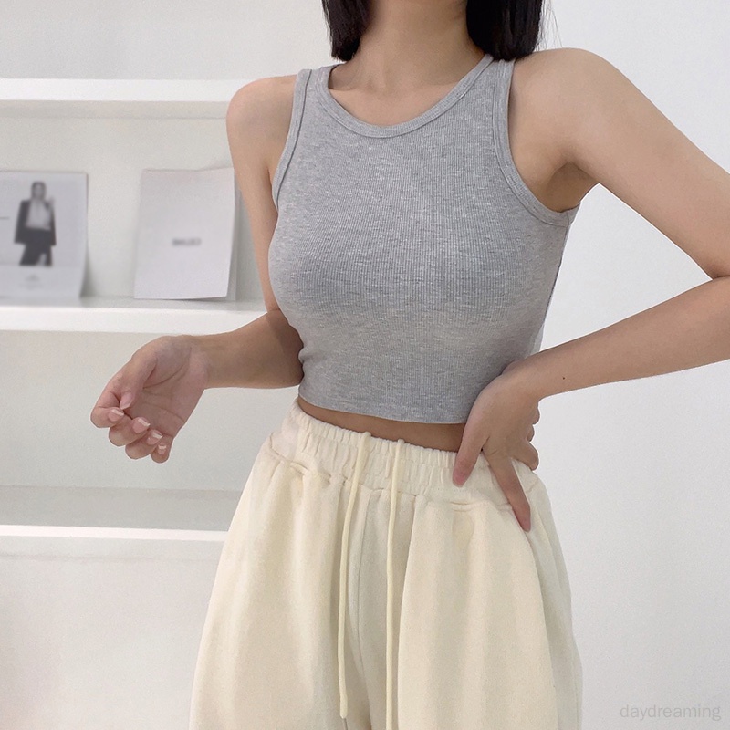 Áo Croptop Hai Dây Màu Trơn Phong Cách Hàn Quốc Thời Trang Mùa Hè Cho Nữ