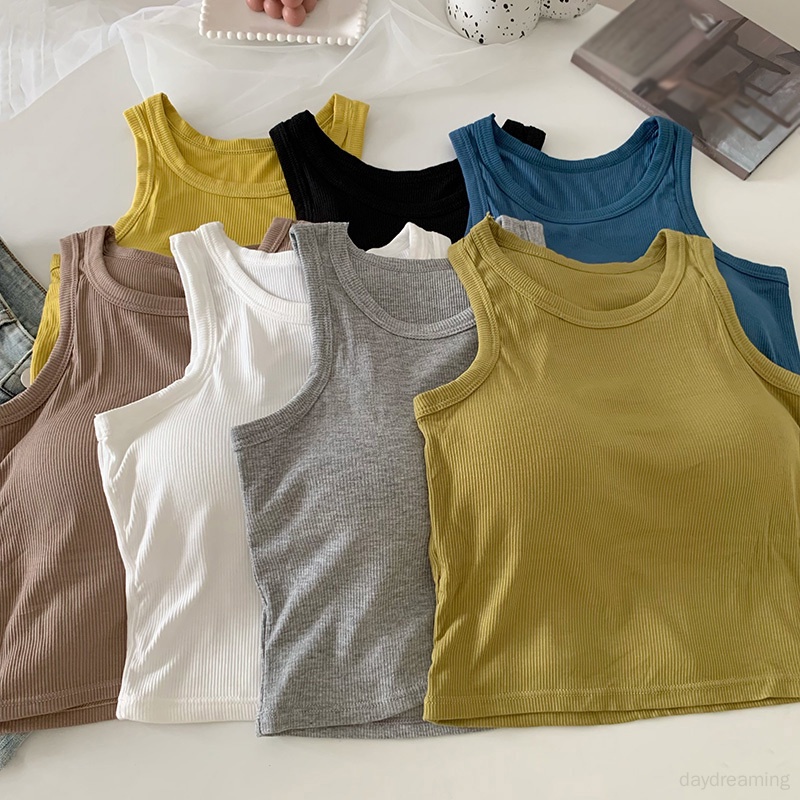 Áo Croptop Hai Dây Màu Trơn Phong Cách Hàn Quốc Thời Trang Mùa Hè Cho Nữ