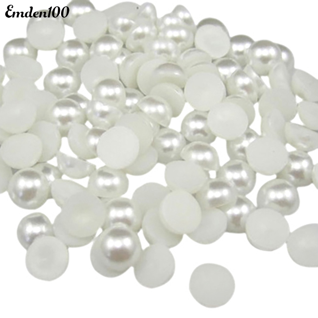 Set 200 Hạt Ngọc Trai Giả 6mm Trang Trí Móng Tay Lưng Phẳng