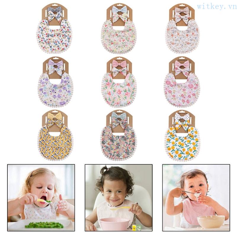 Yếm Ăn Vải Lanh Cotton Mềm Đính Nơ Phối Tua Rua Kiểu Công Chúa
